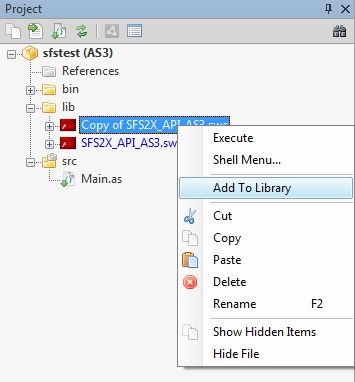 FlashDevelop add library