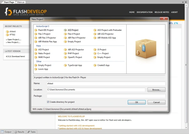FlashDevelop create project