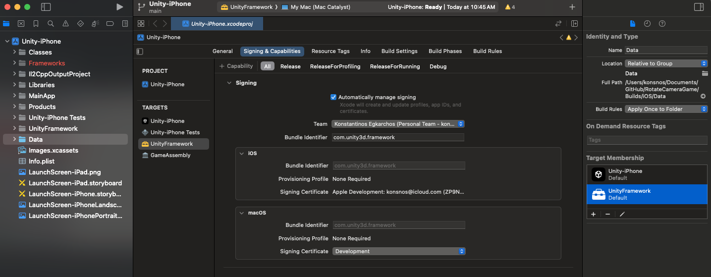 XCode Data