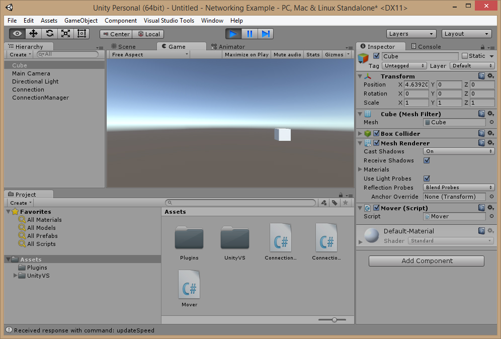 Cube moves in Unity