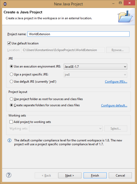 Create Java project in Eclipse